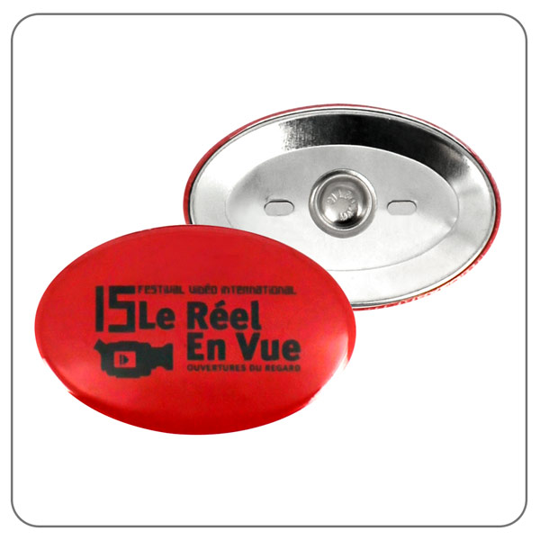 Badges Ovales Personnalisés 68mm x 45mm avec Attache Aimantée Ronde