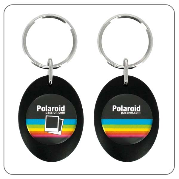 Porte-clés acrylique ovale noir personnalisé 25mm - 2 faces